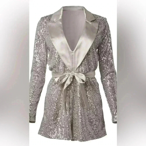 Sequin Tuxedo Romper - Picture 14 of 15
